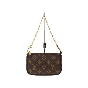 Louis Vuitton Pochette Brown Canvas Accessoires Monogram Chain